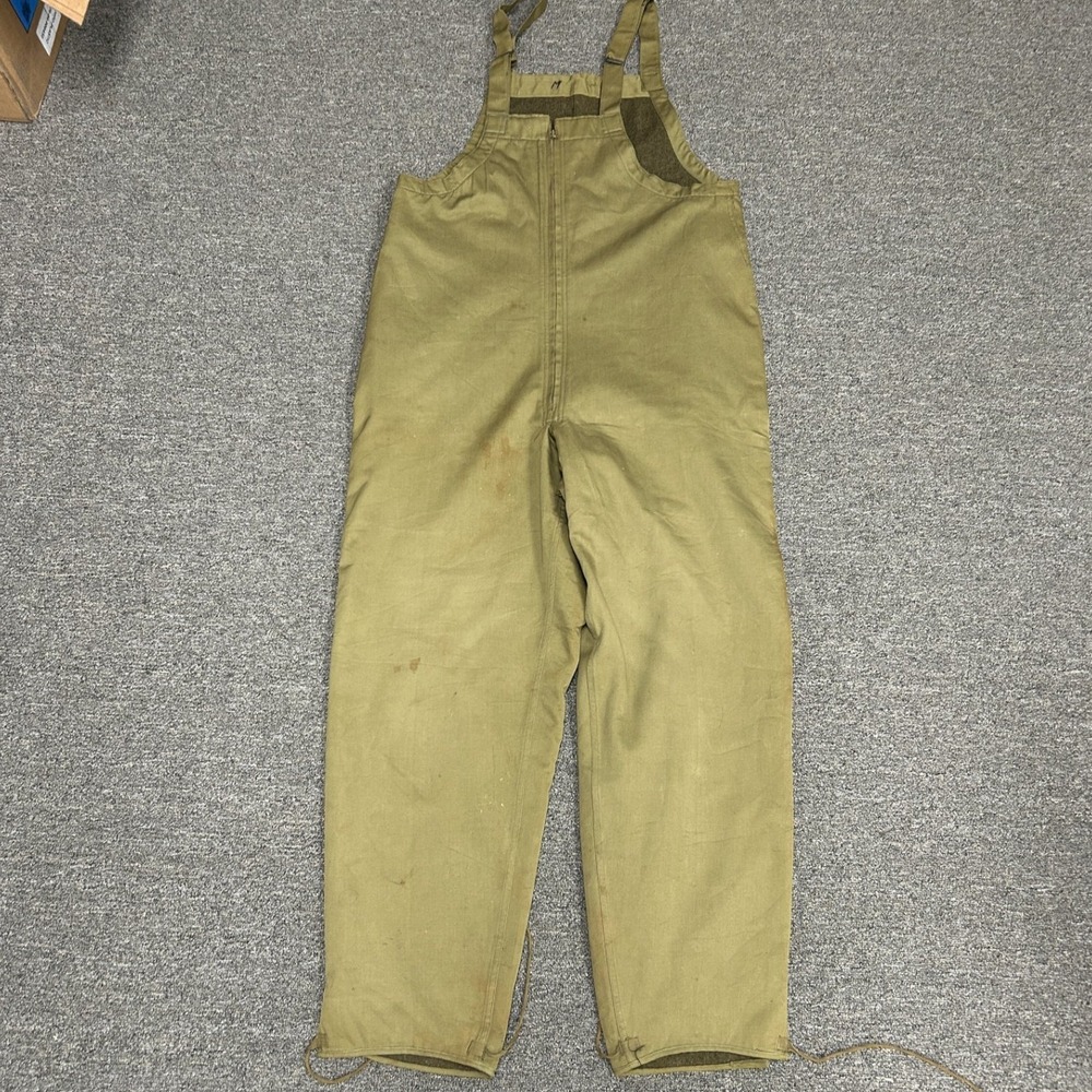 Military Bib Overalls Mens Medium Green Vintage Deck Pants Talon Zip A4